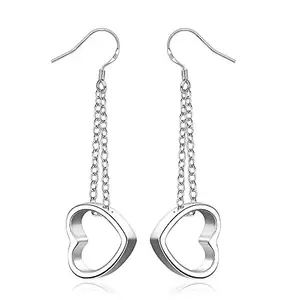 Via Mazzini 925 Silver Plated Dangle Heart Earrings For Women And Girls (ER0999)
