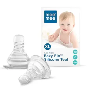 Mee Mee Comfort Anti-Colic Soft Easy Flo Silicon Nipple, Teat for Slim Neck | Leak Proof | BPA Free (X-Large, 2 pcs)