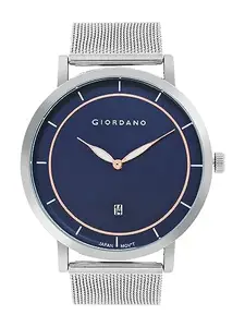 Giordano Casual Wrist Watch for Men Mesh Metal Strap Round Dial| 2 Hand Mechanism Analog Watch - GZ-50054