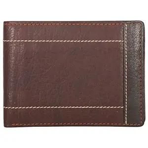LMN Genuine Leather Light Brown/Dark Brown Color Wallet for Men 61264 (4 Credit Card Slots)