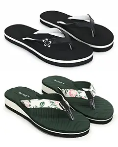 two soft New Arrival Hawai and Fancy slipper,Chappal, Stylish look, best slidder for women (Black, B. Green, numeric_6)