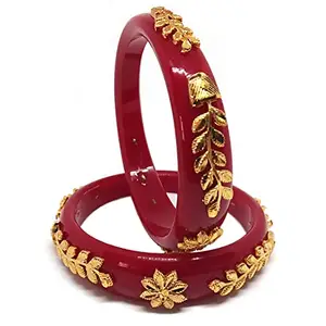 Tanvi J Plastic Gold Plated Bracelet Pola Bangle Set for Women (2.8)