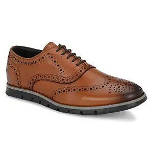 Legwork Informal British Brown Brogue Italian Leather Shoes for Men (Numeric_7)