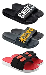 Axter Men's (1701-9243-1720) Multicolor Casual Stylish Slides Slippers 7 UK (Set of 3 Pair)
