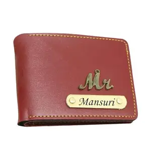 The Unique Gift Studio Customised Men's Leather Wallet - Name & Logo Printed on Wallet for Gift, Red Color