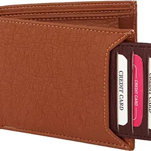 WILD EDGE Artificial Leather Men's Wallet - Compact and Light Weight - Comes with a Brown Detachable Card Holder and Snap Closure - Color : Tan