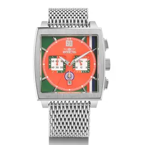 Invicta Men's Stainless Steel Racing Analog Orange Dial Watch - 47608, Band_ Silver, Dial_ Multicolor