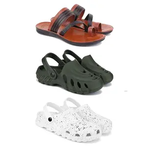 DRACKFOOT Men's Sandals | Lightweight Wear| Stylish & Easy to Wear For Men's GR-SAN-(3-COMBO)-3151-3137-3057-9