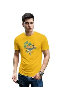 wildlifekart.com Presents Men Cotton Regular Fit T-Shirt | Design : Blue Wing Bird 2 Butterflies