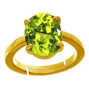 Kirti Sales 13.25 Ratti 12.55 Carat AA++ Quality Certified Natural Green Peridot Gemstone Gold with White panchdhatu Metal Adjustable Ring/Anguthi for Men and Women