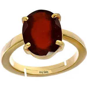 Anuj Sales 9.00 Ratti Natural Gomed Stone Astrological Gold Ring Adjustable Gomed Hessonite Astrological Gemstone for Men and Women {Lab - Tested}