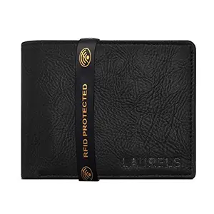 Laurels Men's Vegan Leather Wallet with RFID Protection (Black), (Model: LWT-URBAN-02)