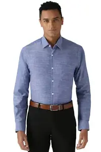 Peter England Men's Regular Fit Shirt (PESFWNUBI59761_Blue