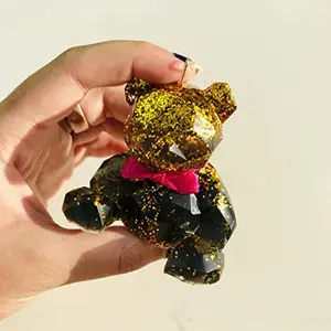 holux Glitter Overload: Resin Teddy Bear Keychain/zipper charm