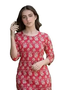 Cotton Printed Tunic Top for Women, 3/4 Sleeve Casual Kurti