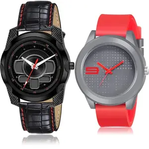 Neutron Fashionable Analog Black and Grey Color Dial Men Watch - S108-BM108 (Pack of 2)