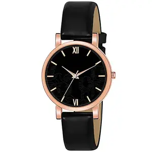 ALPHARD ENTERPRISE Women's Floral Analogue Watch with Leather Band Strap | Leather Watches for Girls