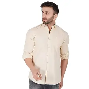 Favnic Cotton Shirt for Men's | Casual Full Sleeves Cotton Shirt Cream