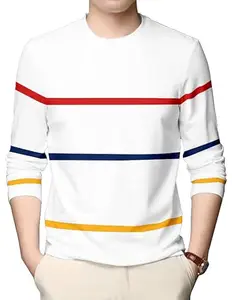 AUSK Round Neck Full Sleeve Regular Fit T-Shirt for Men Color-White (Size-Medium)