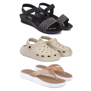 Women's Comfortable Sandal,Casual Lightweight Sandal for Everyday Wear | BT-(3-COMBO)-1932-OO1-1860-8-EURO-39