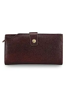 GENWAYNE Leather Wallet for Women, Brown