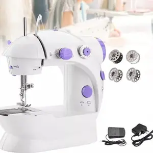 Mini Sewing Machine, Portable Electric, 2-Speed with LED Light, White and Purple