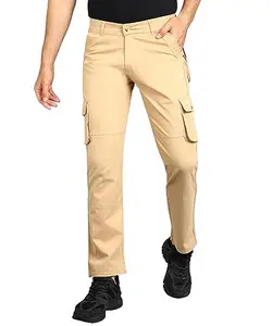 Urbano Fashion Men's Beige Regular Fit Solid Cargo Chino Pant with 6 Pockets (chicargo-02-beige-34)