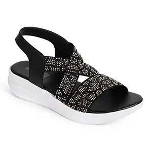 perfect step Women's Fashion Sandals| Sandals for girls| Sandals for women| Women Footwear | (Black, PS_4)