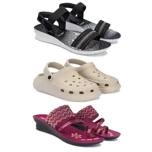 Women's Comfortable Sandal,Casual Lightweight Sandal for Everyday Wear | BT-(3-COMBO)-1931-OO1-1949-7-EURO-38