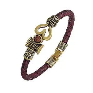 COLOUR OUR DREAMS Trishul Damru OM Rudraksha Gold Plated Mahadev Mahakal Shiva Bhakt Bahubali Navaratri Special Kada Bracelet (n101)