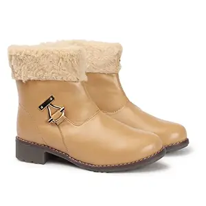 STRASSE PARIS Amazing Design Stylish & Fashionable Women's & Girls Boots | Faux Leather with Fur Accent | Trendy, Comfortable, Zipper Boots for Casual, Outdoor and Holiday Outings