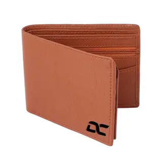 Dezire Crafts Men’s PU Leather Wallet – Slim Bifold Card Holder with Zip Pocket & ID Windows – Minimalist Front Pocket Design – Gift for Him (Tan)