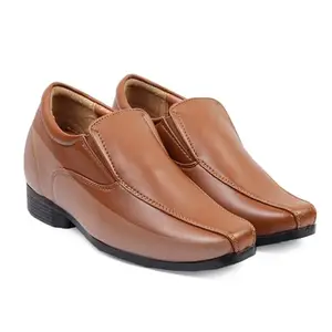 Baxxico Men's ElevatorHeight Increasing Faux Lather Slip-On Tan Formal Shoes-8UK[BAXB728-Tan]