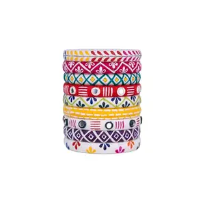 TaashaCraft Kriti Cotton Thread Bangles Set, Handmade Cotton Dori Bangle Set for Women & Girls Size 2.6 Set of (9 Bangles)