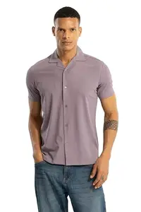 SNITCH dashy Elephant Cuban Collar Solid Box Fit Shirt Grey