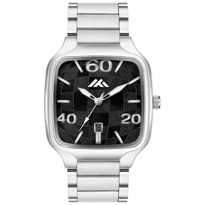 PAPIO® Analogue Black Dial Silver Color Stainless Steel Strap Quartz Wrist Watch for Men and Boy (MT_808)