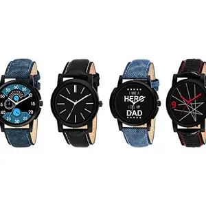 RPS FASHION WITH DEVICE OF R Analog Combo Pack of 4 Analogue Black Dial Men's Watches