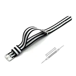 Lineon 18mm, 20mm & 22mm Stainless Steel 304 Buckle & Same Colour loop Nylon Vintage Style NATO Watch Strap ONE WAY NATO Nylon STRAP Imported Quality With Pins and Pin Remover Tool (Include)