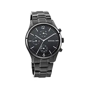 Titan Mens Gents NEO V Phase I Black Dial Stainless Steel Analogue Watch -NS1805NM02