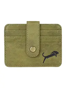 WILD EDGE Unisex Olive Green Card Holder Genuine Leather Wallet