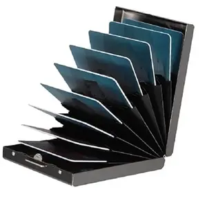 ASV RFID Blocking Stainless Steel Debit/Credit/ATM 6 Slot Card Holder for Men, Black