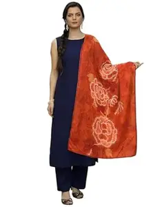 Pinkmint Women’s Cotton Blend Sleeveless Kurta Pant Set with Silk Dupatta | Comfortable Ethnic Wear, Office Wear, Casual & Festive Occasions | (Available in Plus Size)