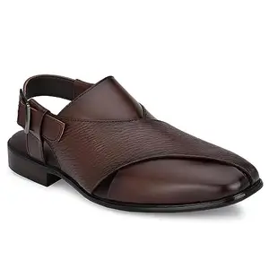 egoss Mens Brown Premium Geniune Leather Peshawari Jutti Sandals-EG-6809-LH- Brown_8
