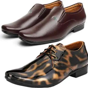 Vitoria Derby Shoes for Men | Shoes for Men with PU Sole | Comfortable & Lightweight |Durable & Trendy Design | Color : Multicolor | Size : 6 VTR_101BkGd_VTR_2005Brwn_2S_6