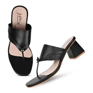 JM LOOKS Women Fashion Black Stylish Casual Daily Use, Attractive design Open Back Block Heel Sandal Fancy Solid Comfortable Sole