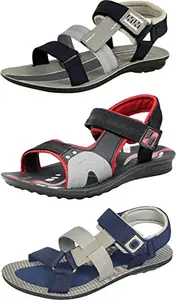 GeNIAL Men Multicolor Sandals | Size - 8 | S.54 BLU-S.17 RED-P.11 BLU-8