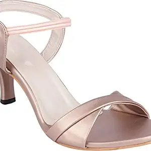 Shoetopia Womens/Girls Copper Party Slim Heeled Sandals-EU39