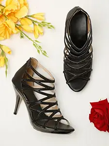 pelle albero Synthetic Heels sandal For Women PA-PL-5310 BLACK