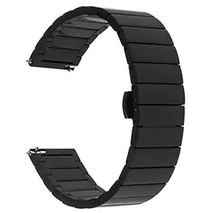 ACM Watch Strap Stainless Steel Metal 20mm compatible with Zebronics Zeb-Fit280ch Smartwatch Belt Matte Finish Luxury Band Black