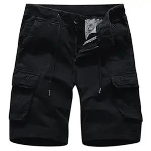 L'MONTE Imported Men's Cotton Cargo Shorts - Casual Outdoor Wear with Elastic Drawstring Waist and Multi Pockets